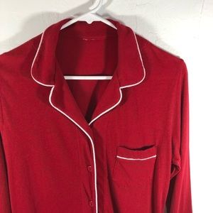 Only Hearts Pajama Shirt Red Organic Cotton Small